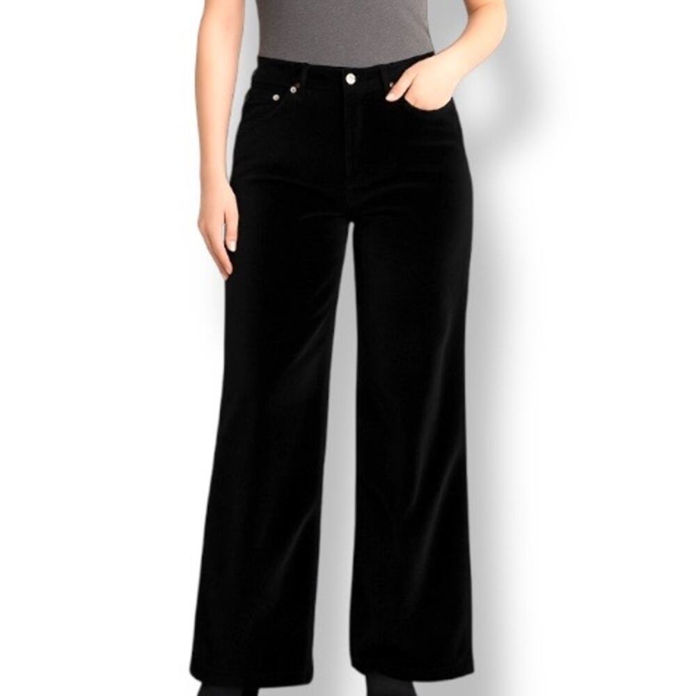 Vintage 90s Rafaella Black Velvet Pants Wide Leg Classic Fall Winter Elegant
